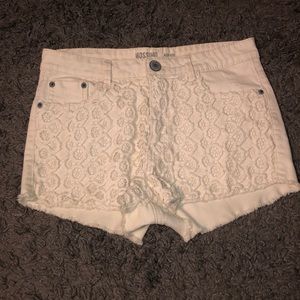 high waisted floral design jean shorts